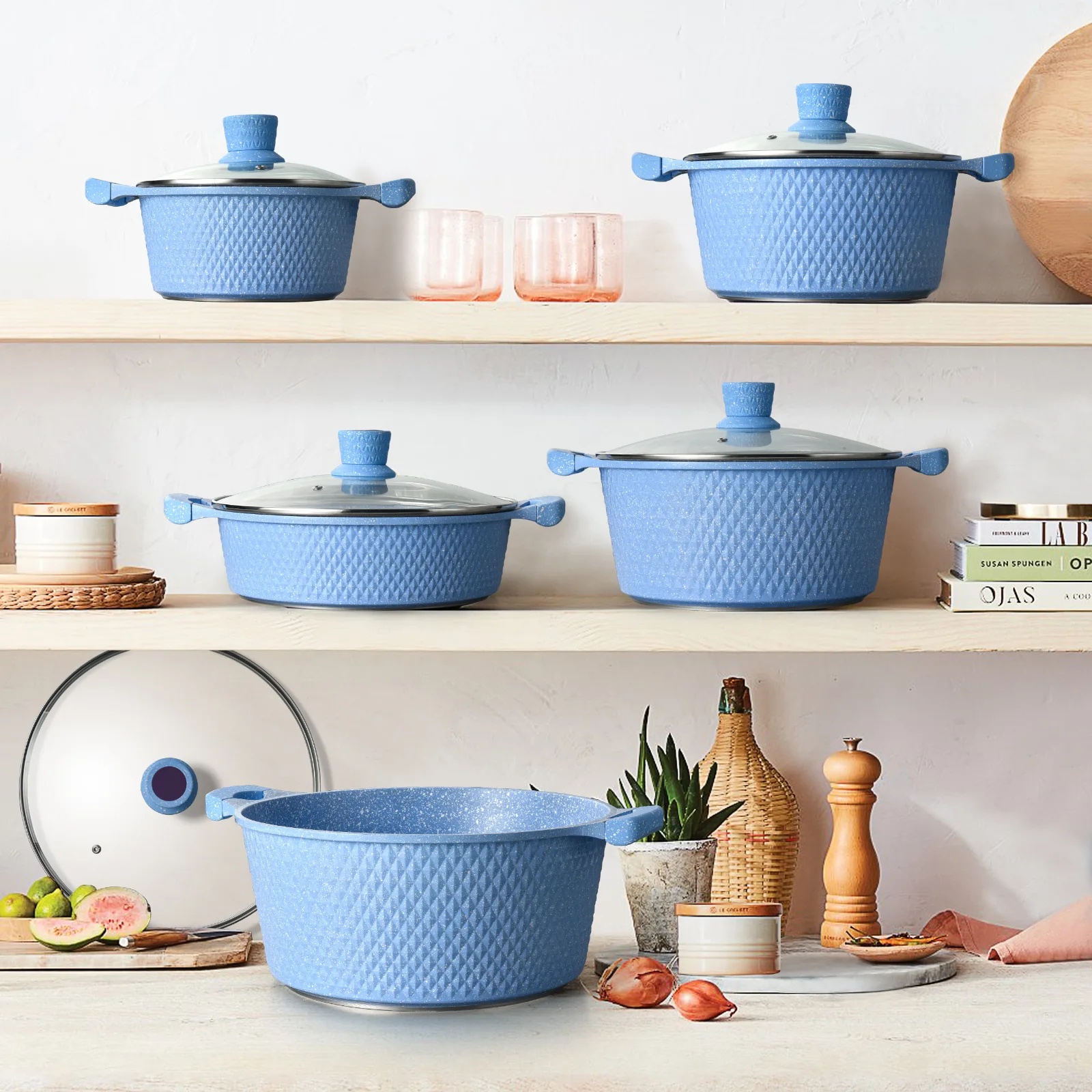 High temperature resistance Eco-friendly Long-lasting Nonstick Cookware Sets Aluminum Cooking Soup Pot