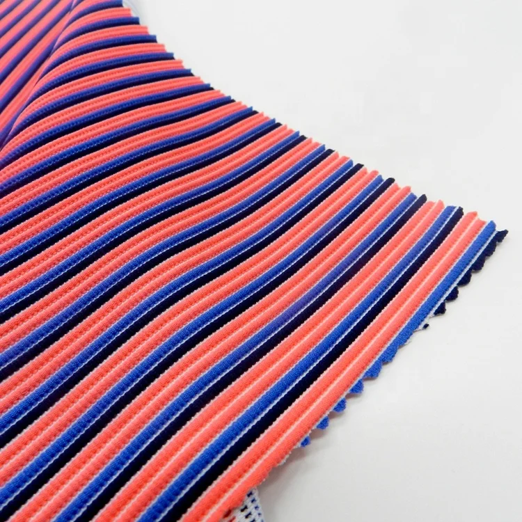 Fabric for Swimwear Sportswear Sewing Stretched Crinkle Color Yarn Stripe Fabric Jacquard 2020 Fashion Fabric Style of Knitting