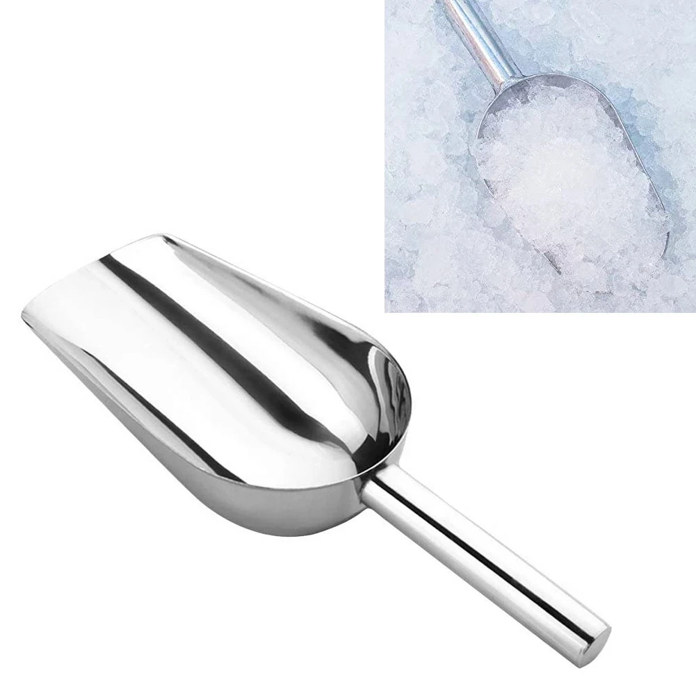 Round Bottom Bar Metal Food Candy Ice Flour Utility Scooper Stainless Steel Ice Scoop