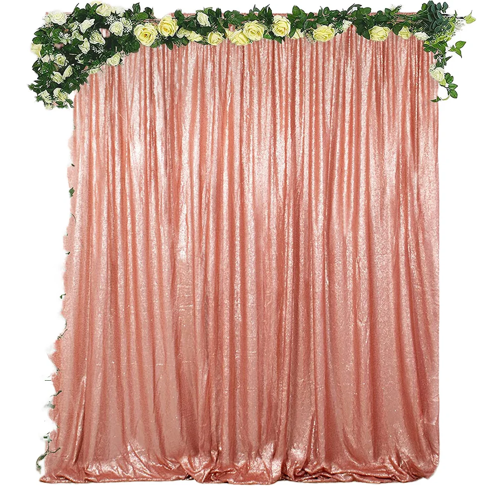 Rose Gold 3mm High Density Glitter Sequin Backdrop Wedding Hotel Decoration Curtain Background For Photo Taking