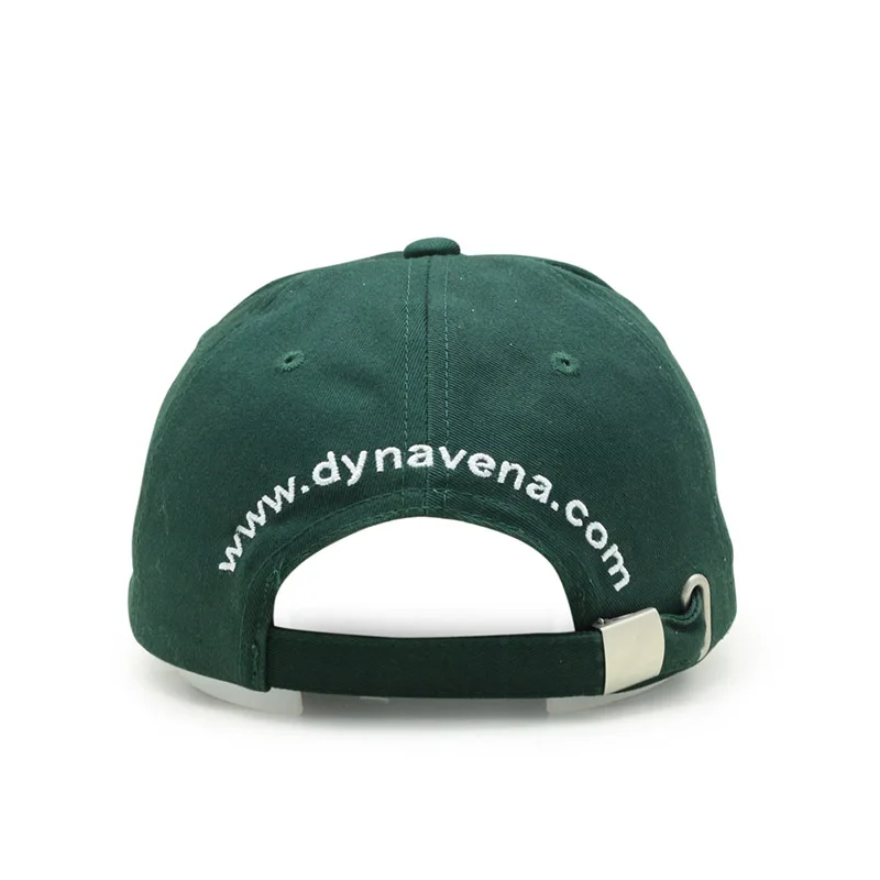 Back metal buckle 6 panel green hats Factory custom caps embroidered