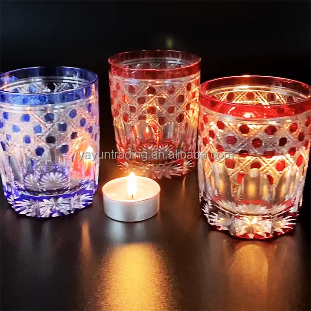 Bohemia style hand engraved design custom design 7oz juice cylinder wine glass tumbler glass whisky cup overlay