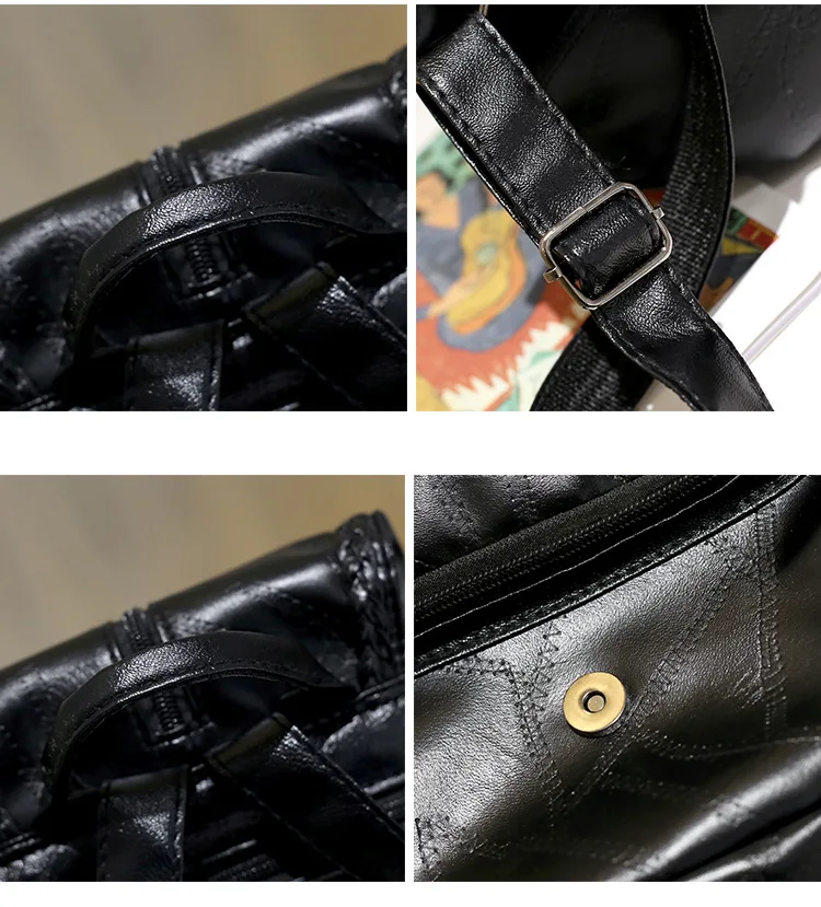 2024 New Backpack Female New Backpacks For Women Black Travel Backpack Soft Leather School Bags For Teenage Girls And Women