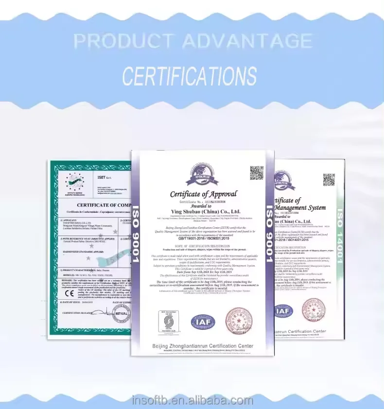 INSOFTB breathable and soft surface for new born baby diapers free shipping from China factory