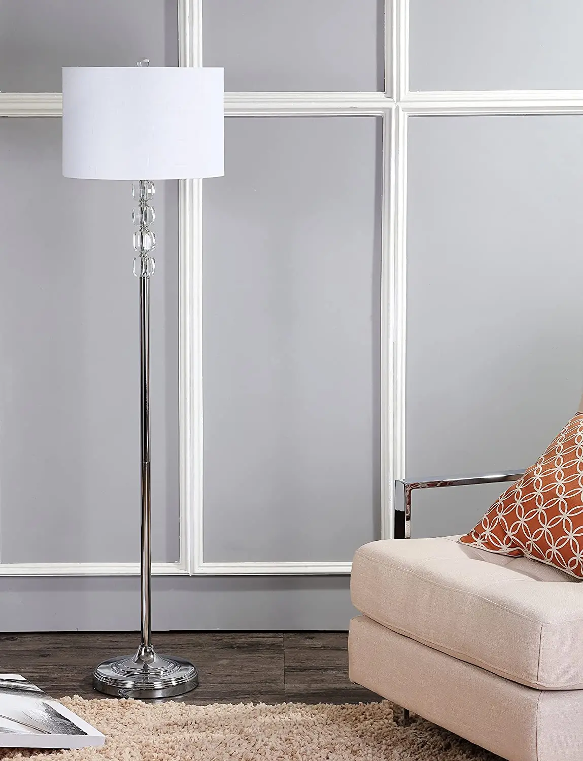 Современная напольная Светодиодная лампа с регулируемой яркостью серебристый кристалл высокий полюсный светильник для гостиной спальни офиса