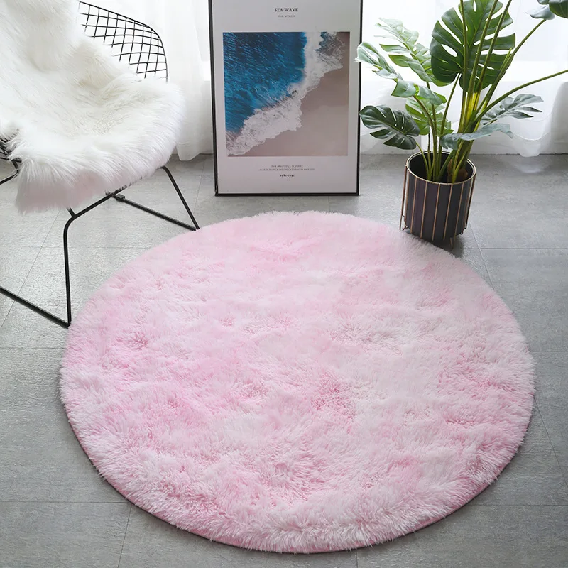 Round carpet tie dye floor living room bed mat wholesale gradient thickened long hair hanging basket computer chair mat