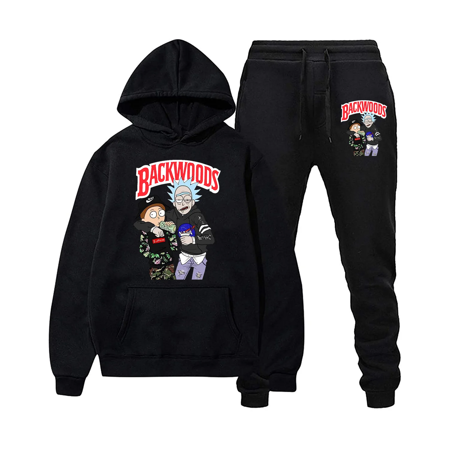 New arrival womens tracksuits 2 piece backwood hoodie outfit sets black two piece pants set women clothing 2021