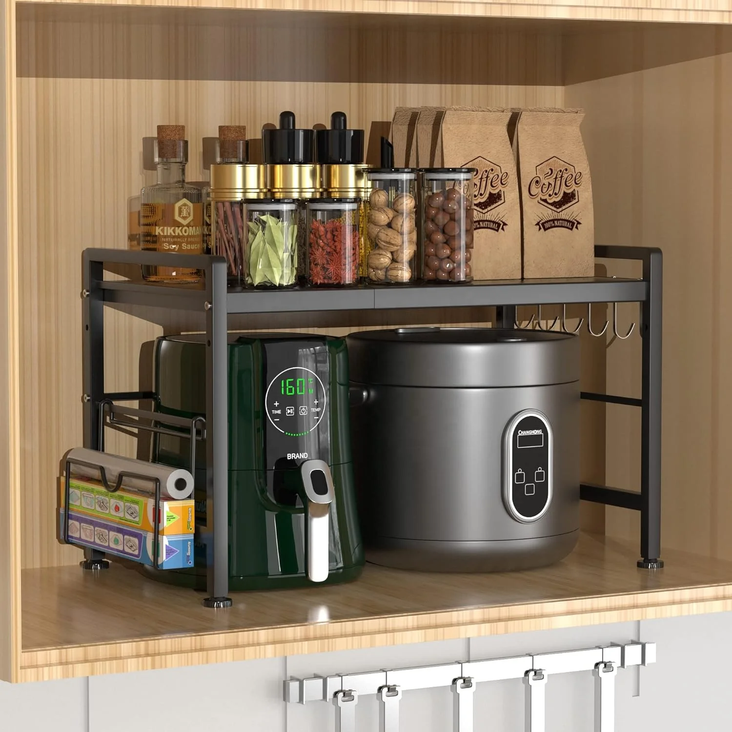 Kitchen adjustable metal expandable microwave shelf storage holders & racks microwave oven rack