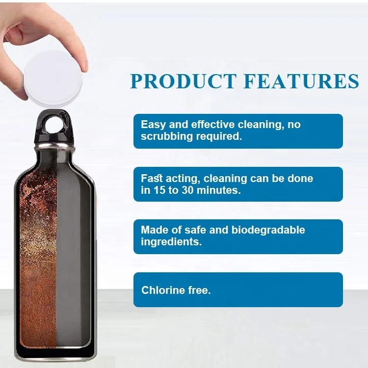 Cleaning Tablets for Stainless Steel, Thermal flasks, Chlorine&Odor Free,Water Bottle Cleaning Tablets,Tumbler Cleaner Tablets