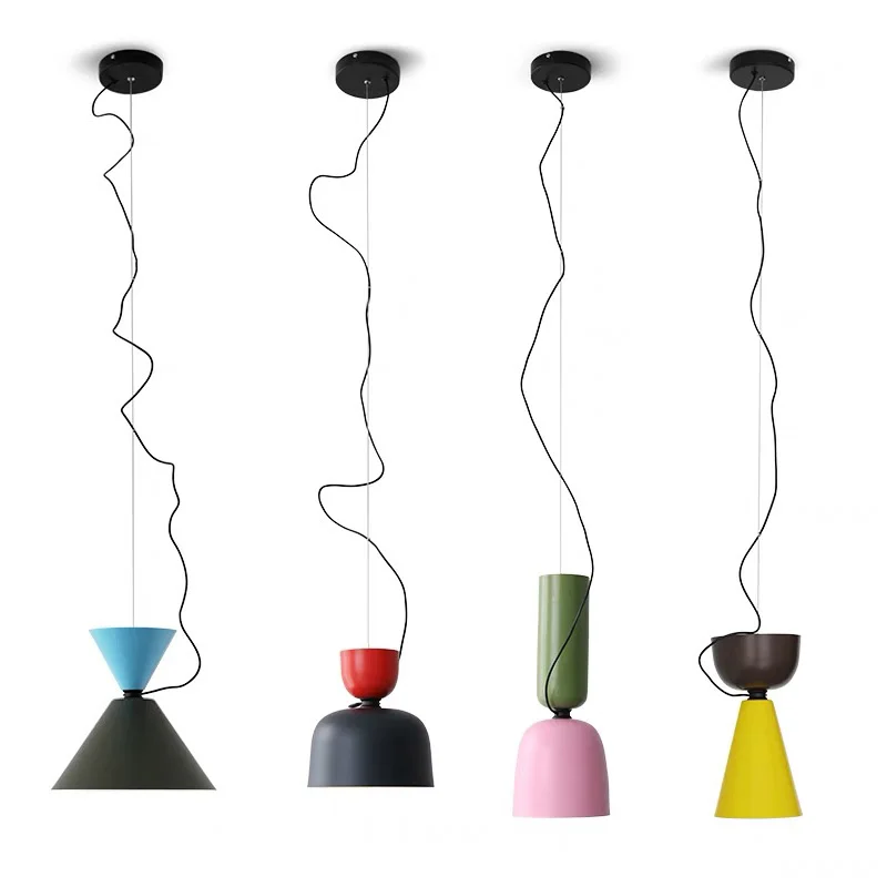 Colorful Pendant Lamp Modern Multi-Color Metal Chandelier Different Colors Creative Celling Chandelier For Kids Bedrooms