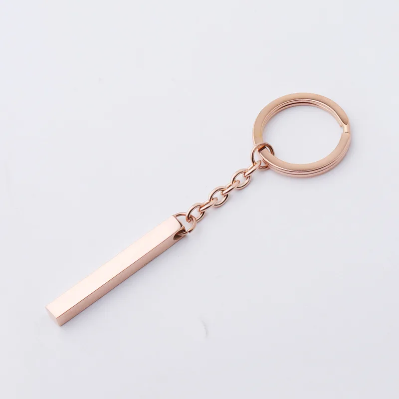 Metal Craft Laserable Engravable Custom Stainless Steel LOGO ID Blank Bar Tag Pendant Chain Key Chain Key Ring Keychains