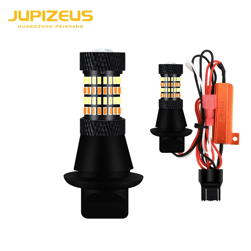 Multi Led Beads Two-color 50W High Bright White Red Car LED 1156 T20 Daytime Running Light Amber Turn Signal