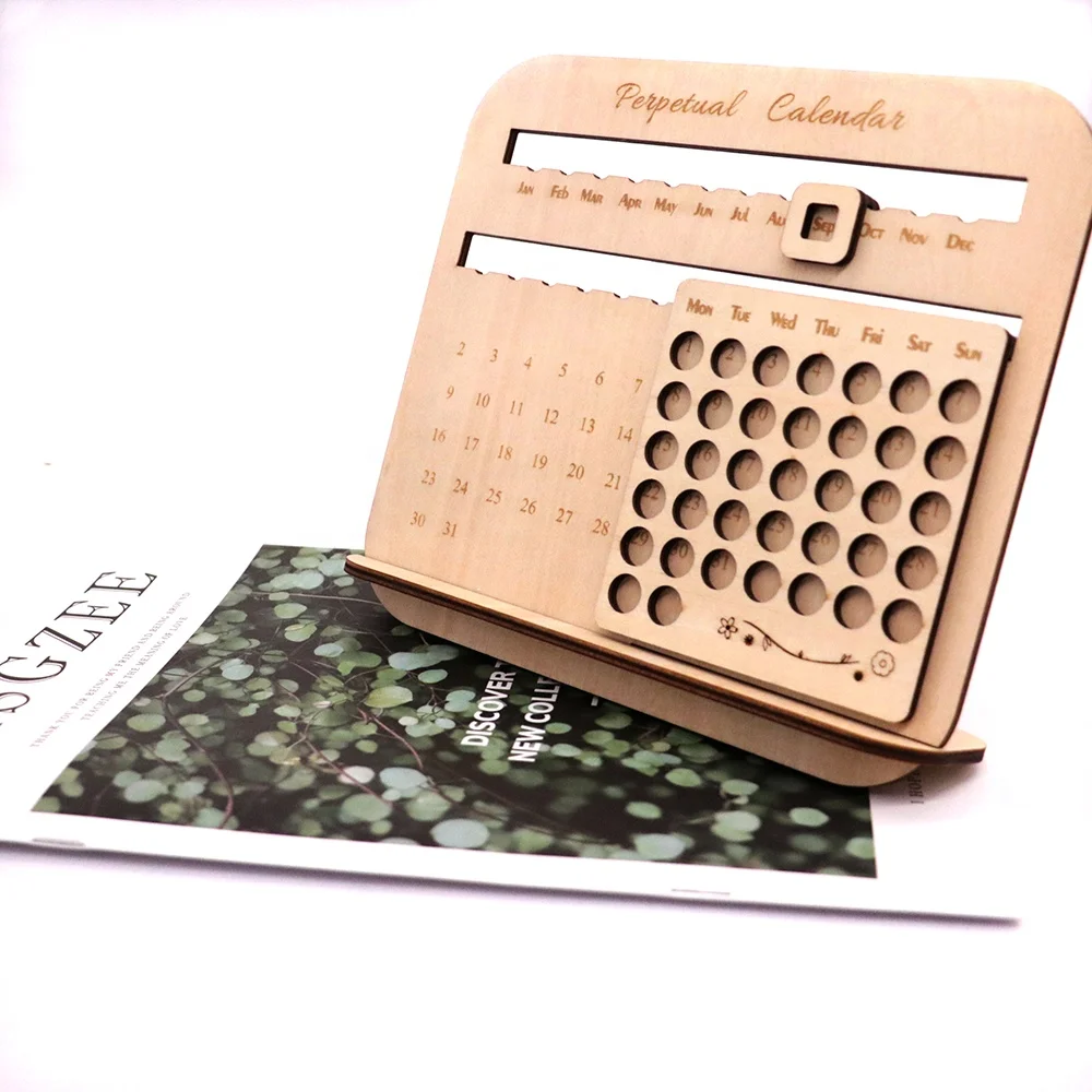 unique new design Perpetual  Wooden engraved Calendar