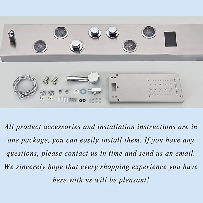 Bathroom LED Shower Panel Tower Shower Mixer Taps Hydraulic Body Massage Jets Wall Mounted 5 Functions Waterfall Rainfall Shower
