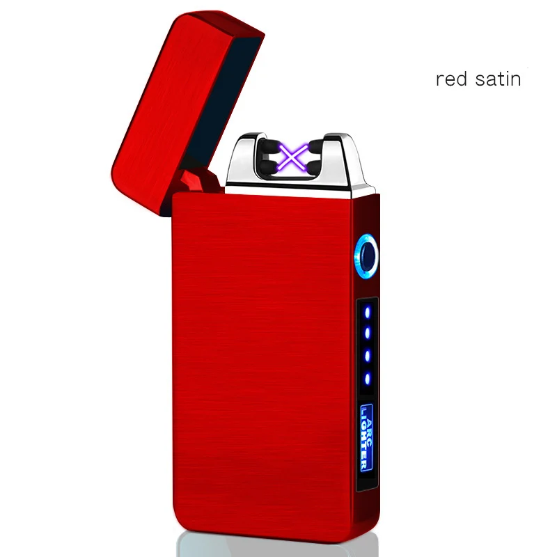Customize Logo Double Arc Windproof Cigar Lighter Portable Electronic Display Usb Charging Lighter