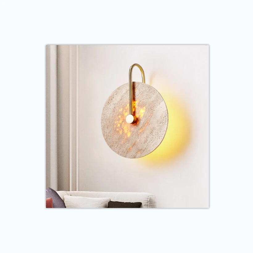 B3667 Sunbelt travertine stone bedside lamps led lamp for bedside background wall living room modern simple Led Wall Lamp