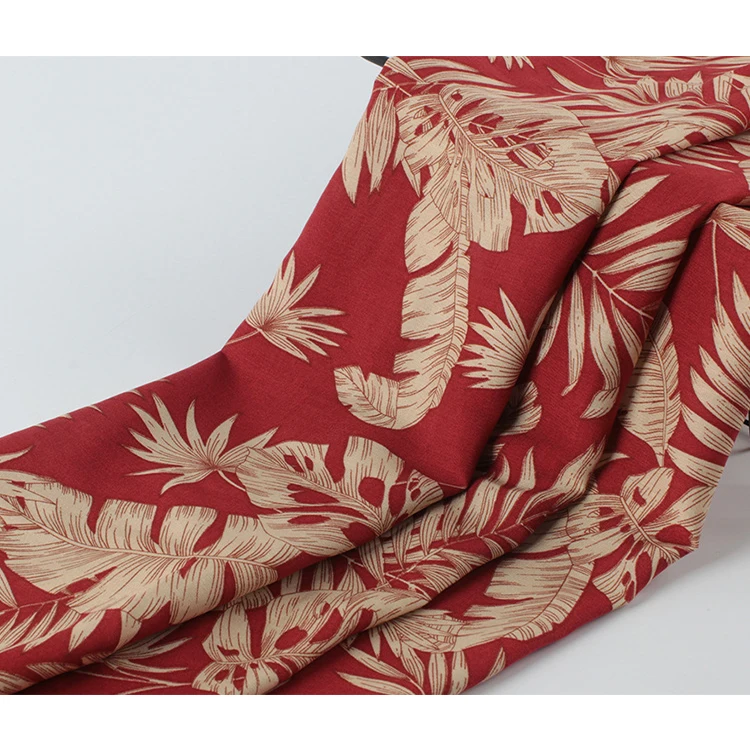 New Design Colorful Comfortable Tropical Leaf Floral Print Sustainable 100% Rayon Challis Fabric for Dress