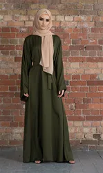 Basic Middle Eastern Turkish long dress solid color plus size 2xl robe dress