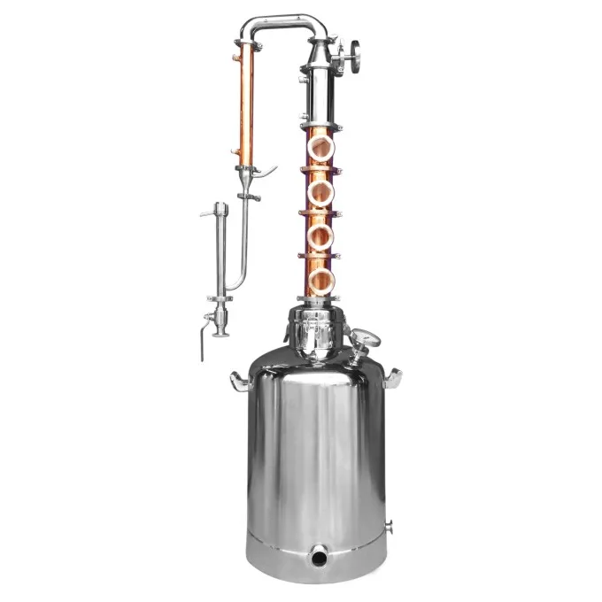 
100L home distiller with red copper column onion head and gin basket 