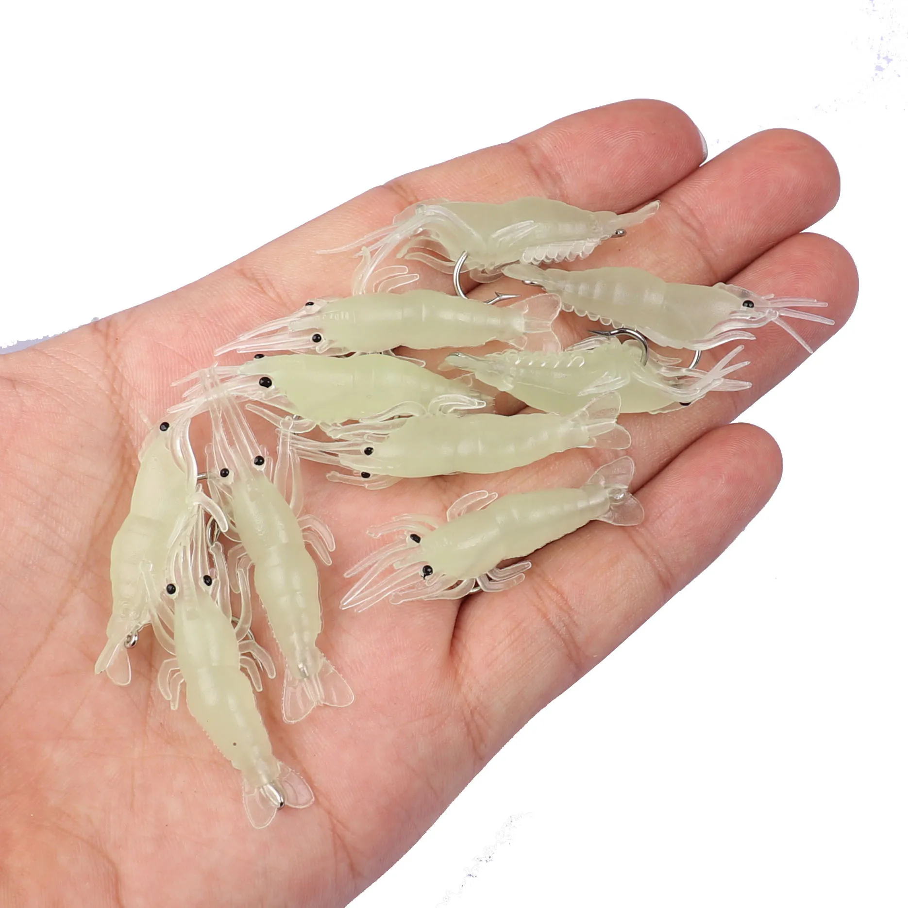 Luminous Shrimp for night fishing Lure 4cm Soft Prawn Shrimp Fishing Lure Bionic Artificial Bait With Lead Sea Fishing