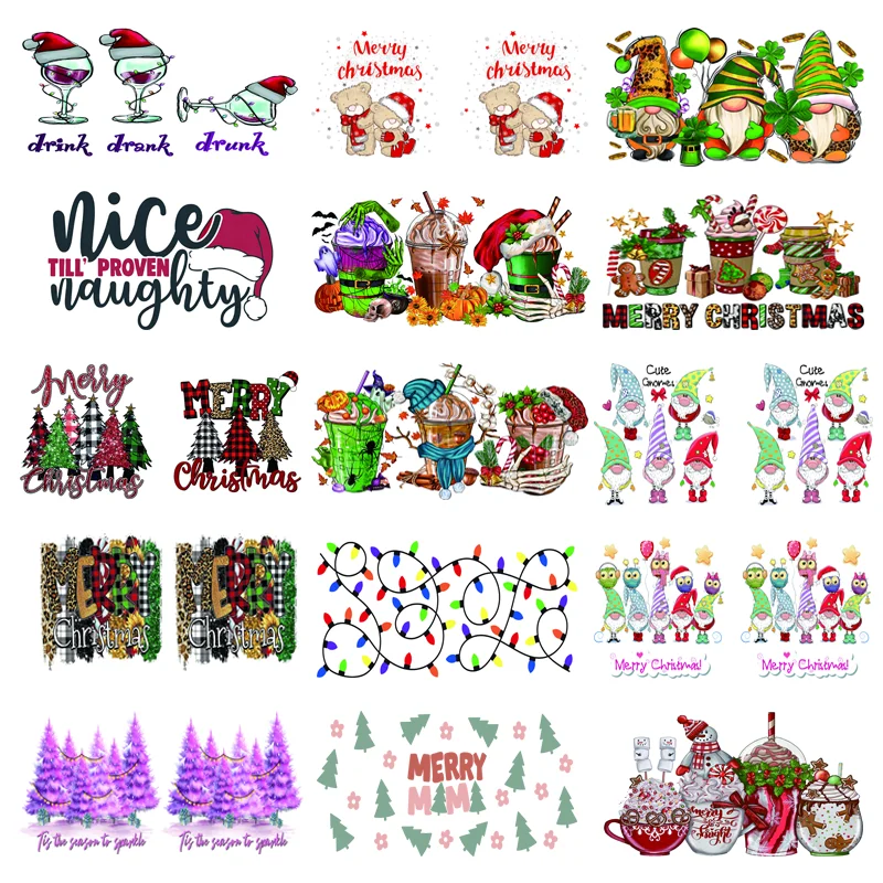 Good Price custom uv dtf transfers for cups wrap uv dtf cup decals transfers christmas uv dtf cup wrap transfers 16oz 24oz lib