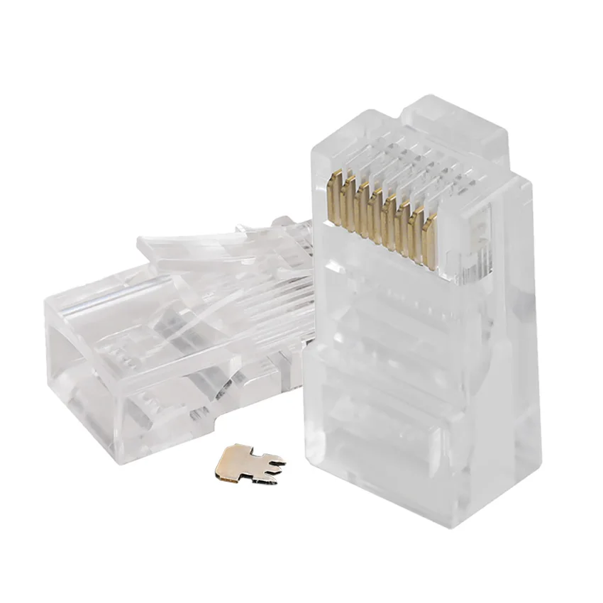 Модульный сетевой разъем RJ45, CAT6 RJ45 8P8C, позолоченный сетевой кабель, Кристальный разъем