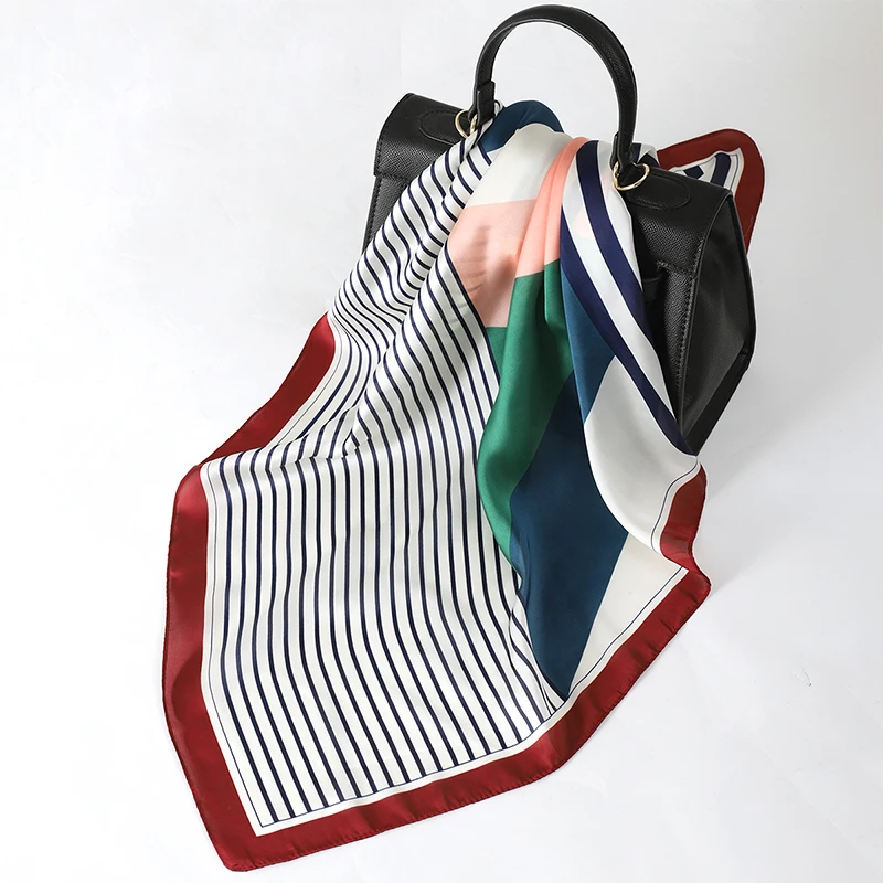 Soft Packing neckerchief new silk satin scarves  ladies green mongolia 70*70cm neckerchief Geometric green