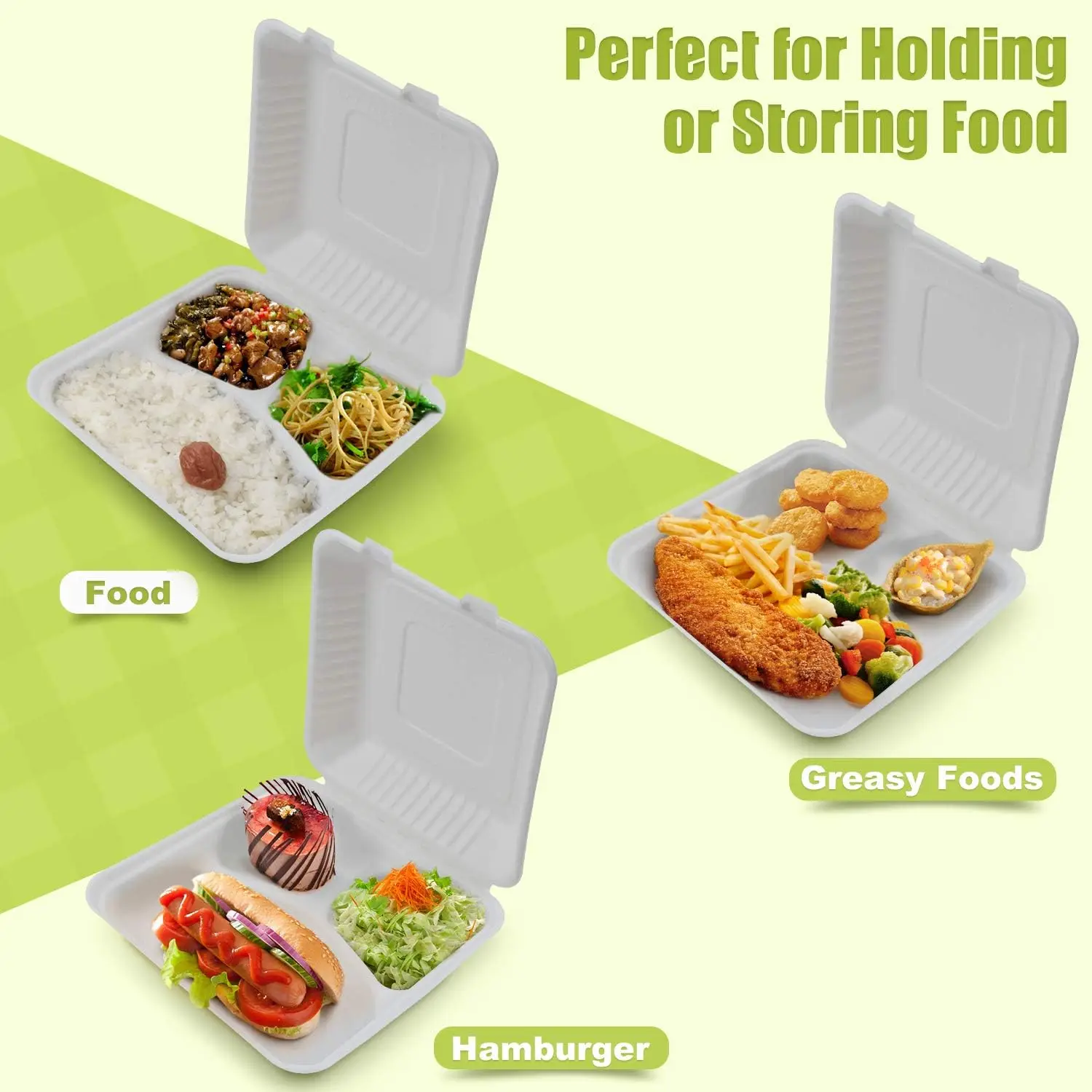 No added pfas bagasse food container Takeaway Clamshell Food Container Biodegradable Bagasse Lunch Box