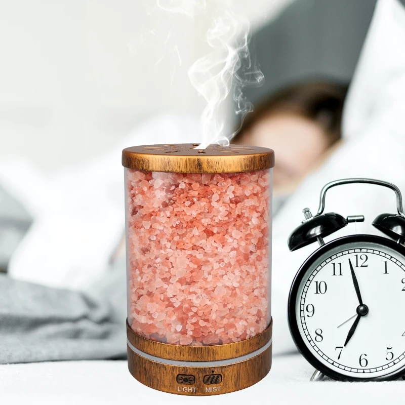 Himalayan salt stone ultrasonic air purifier Humidificador 7 color changing leds aroma diffuser humidifier