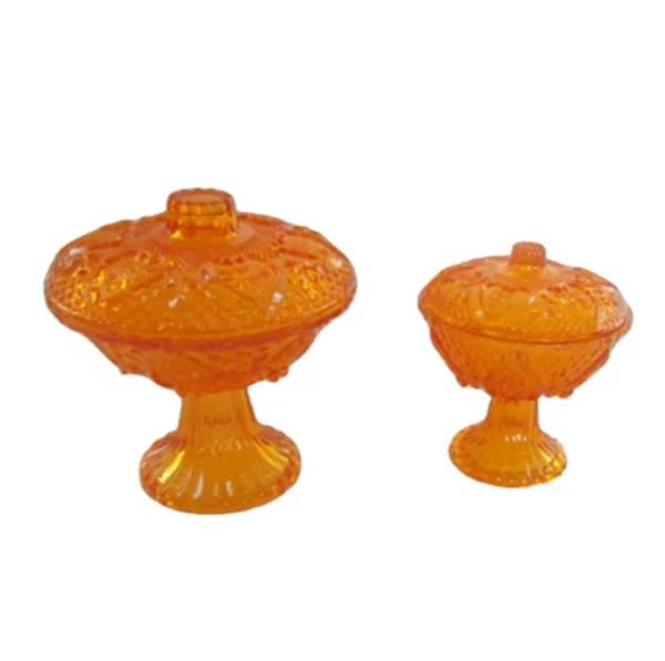 Hot High Quality Wholesale Pedestal Crystal Glass Sugar Candy Bowl With Lid for snacks, nuts, fruits, candies, bedroom,