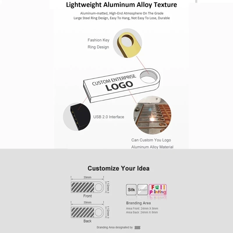 Wholesale usb flash drive 3.0 8gb 16gb Metal Mini Usb Pen Drive 32gb 64gb 128gb Custom Logo Printing