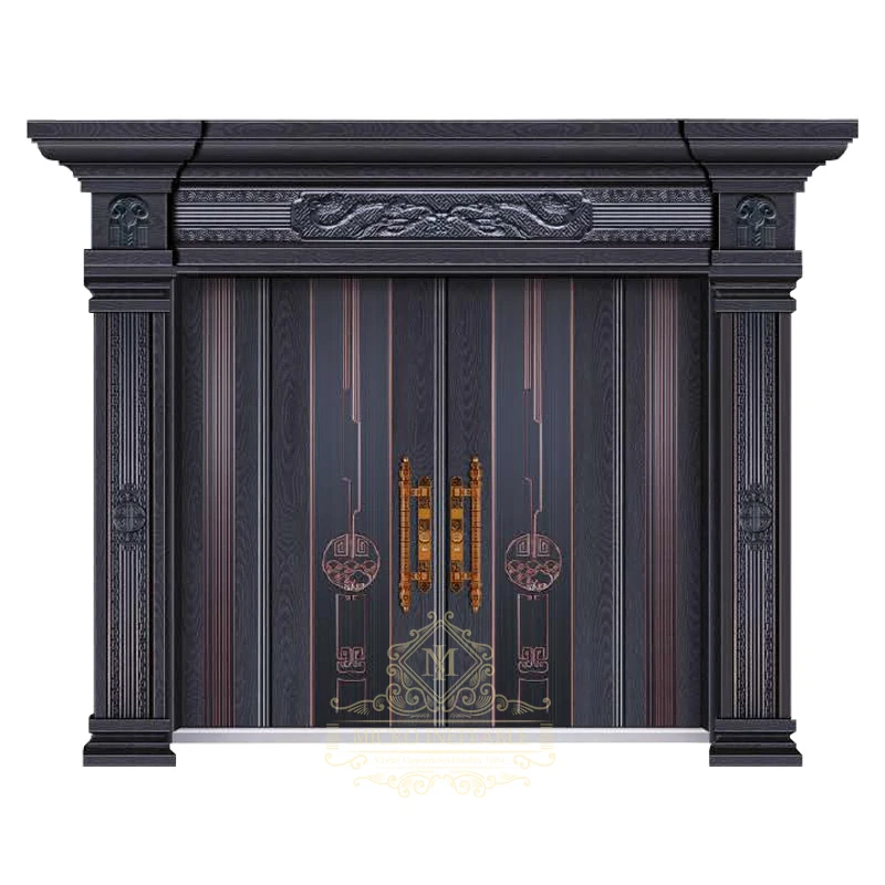 Egyptian Revial Style Double Hot Dip Galvanized Steel Door Front Entry Door Security Entrance Door