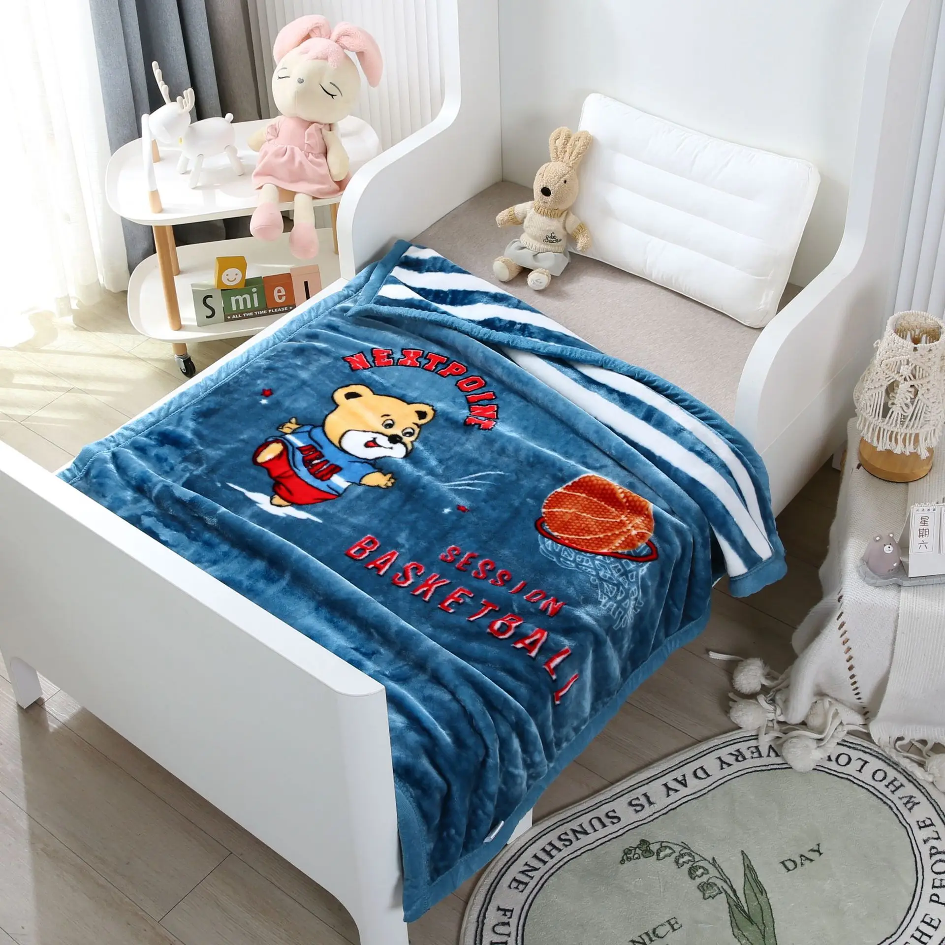 0.7KG 105*135CM Kids Raschel Blanket Cloud Flannel Sublimation Baby Soft Cartoon Korea Blankets for Bedding