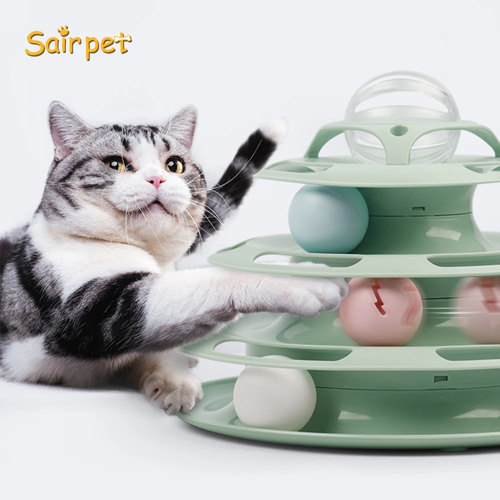 Игрушка для кошек, Четырехслойный интерактивный пазл с мячом, поворотный стол для кошек