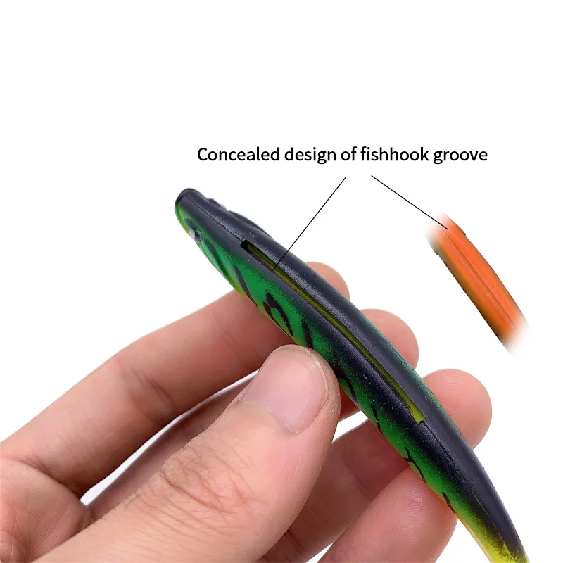 Hot Sale 12.5cm 10g Soft Fishing Lure Rainbow Soft Fish Lifelike Silicone Artificial Bait with T-tail