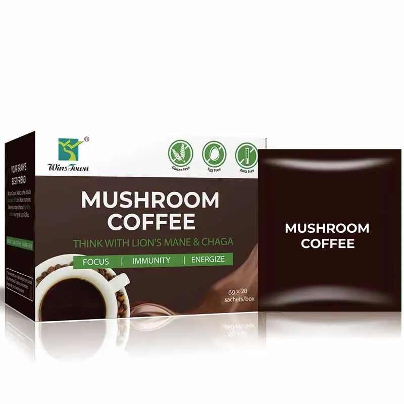Private Label Natural Herbal Organic Lions Mane Ganoderma Instant Chaga Mushroom Coffee