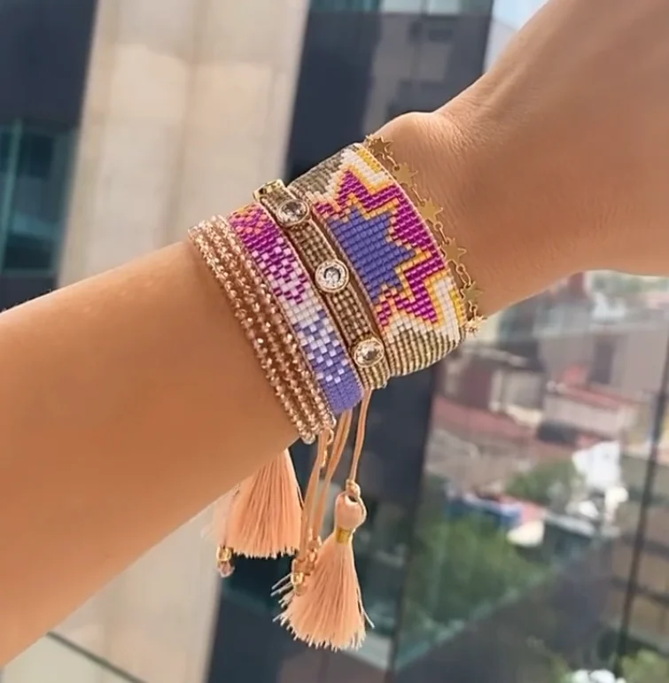 Factory wholesale direct sale miyuki beads star multicolor high quality bracelet fashion copper beads crystal bracelet