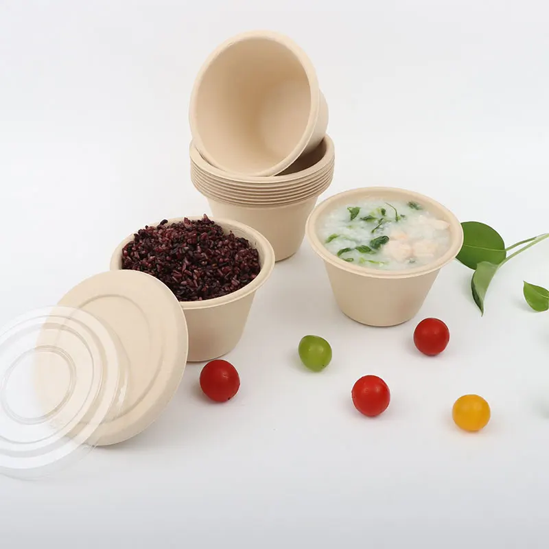 EATware лидер продаж 500 мл биоразлагаемая одноразовая круглая миска для супа на вынос Экологичная Бумажная из бамбуковой целлюлозы