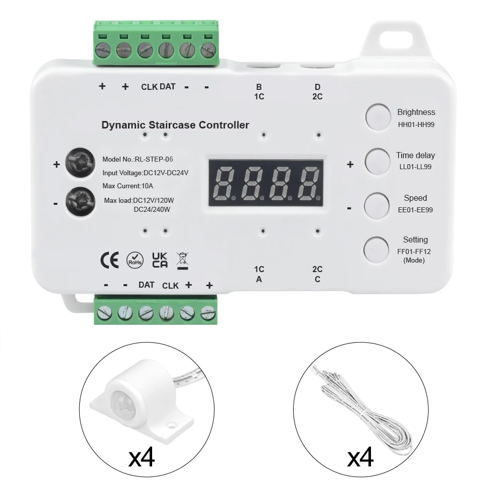 28Steps Smart Stair LED Motion Sensor Light Strip Indoor Motion Night light With 4PCS Sensors For 2-Floors Staircase Install