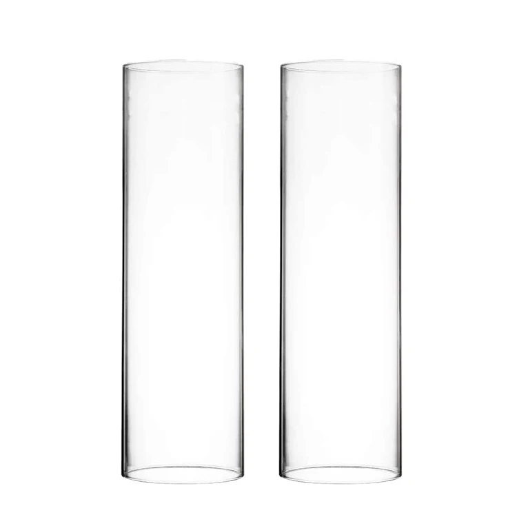 Customized Clear Candle Lamp Cover Tube Cylinder Borosilicate Glass Lamp Shade for Candle and Lighting