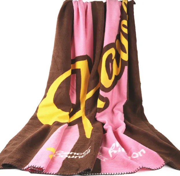 
100% polyester Customized logo printed fleece blanket 