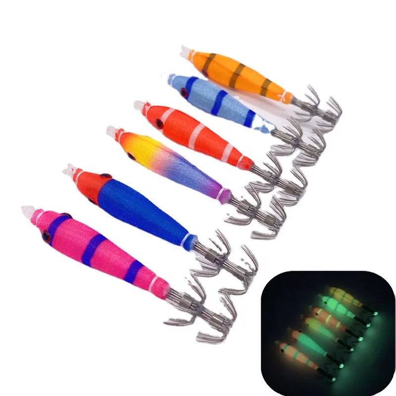 Cloth Roll Luminous UV Blowing Tube Fishing Octopus Jig Wood Shrimp Bait Bazooka Squid Hook Sea TATAKI Fishing Rig