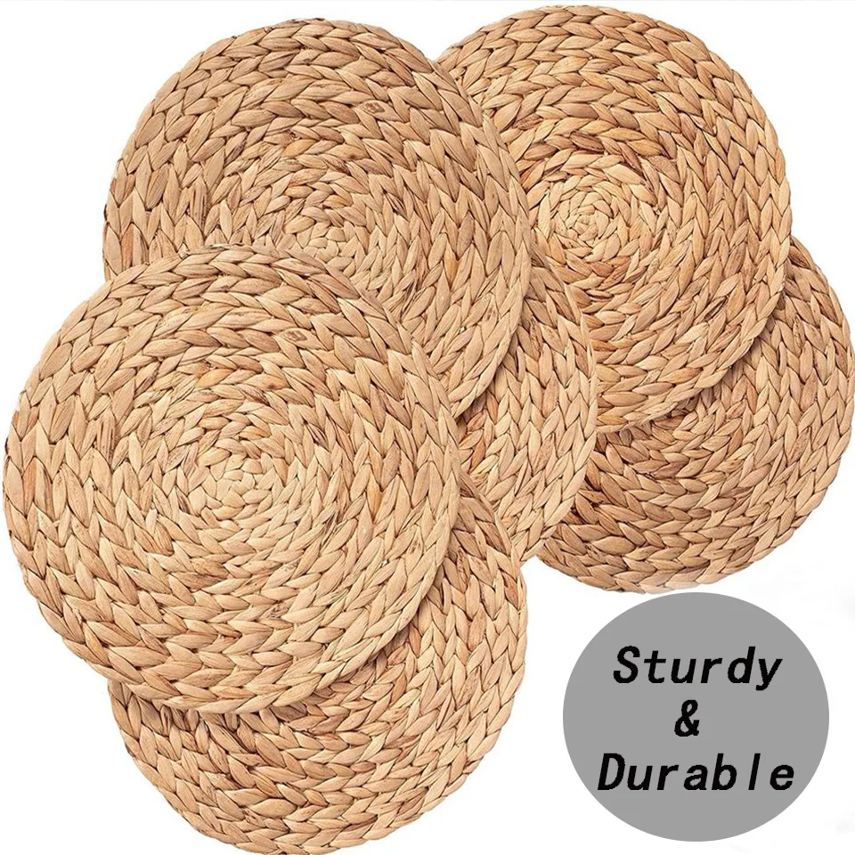 hot selling round placemats set of 6 Natural straw Woven water hyacinth placemats for wedding dining table