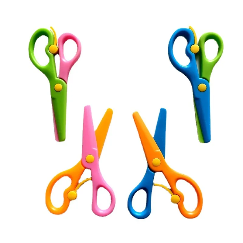 Безопасные ножницы для детского сада и школы с эластичной безопасной бумагой, все пластиковые ножницы