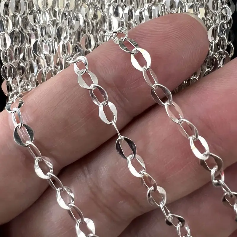 Factory Wholesale Chains by Meter Rollo Cadena Plata Genuine 925 Sterling Silver Chain Roll for Jewelry Making