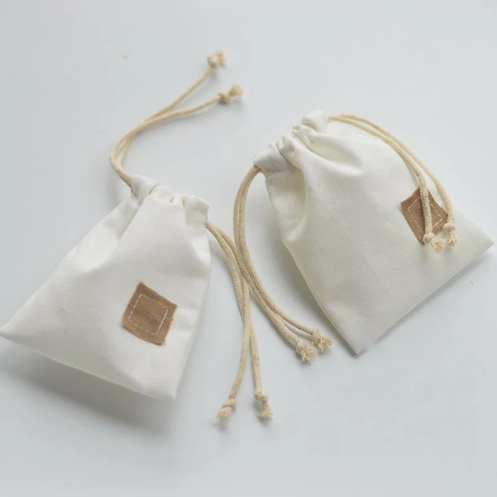 Eco friendly custom logo bags cotton canvas drawstring bags jewelry shoes cosmetic product dust bag