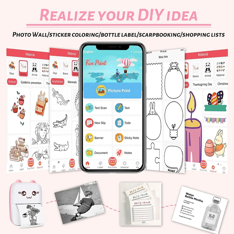 YEAH Children Gift Photo Picture Label Sticker Printer Wireless Blue Tooth Portable MINI Thermal Pocket Printer