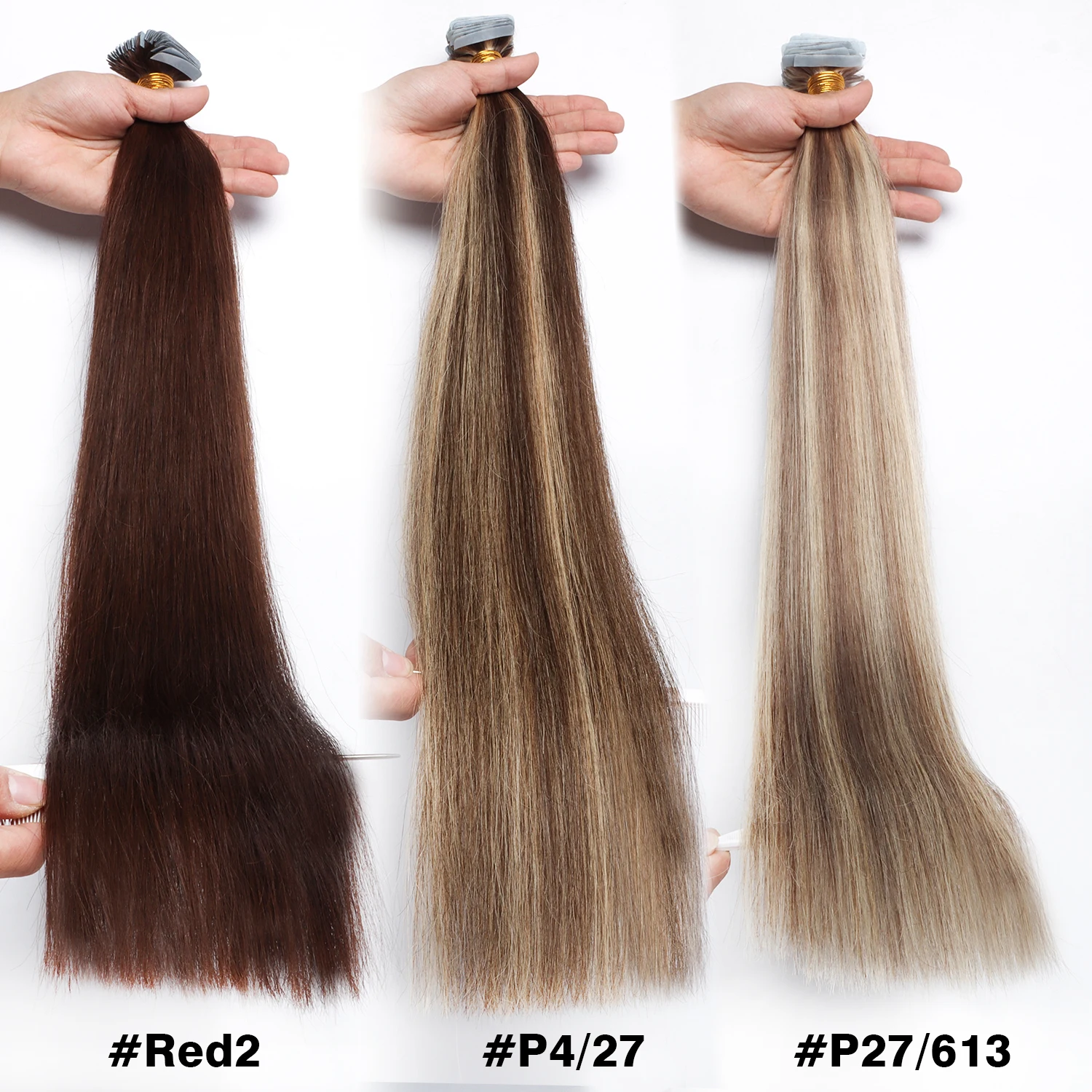 Luxury 12A European Injected Tape Ins Virgin Cuticle Aligned Piano Color Human Hair Invisible Tape in Hair Extension