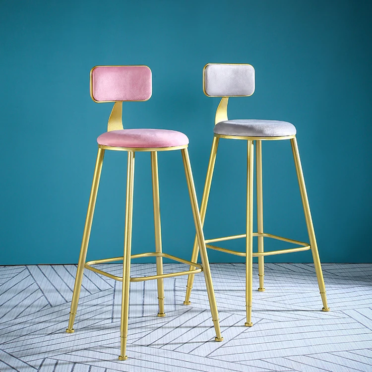 Bar Chairs Nordic Tall Cheap Counter Furniture Gold Metal Leather Back Luxury Kitchen Modern High Stool Bar Chairs For Bar Table