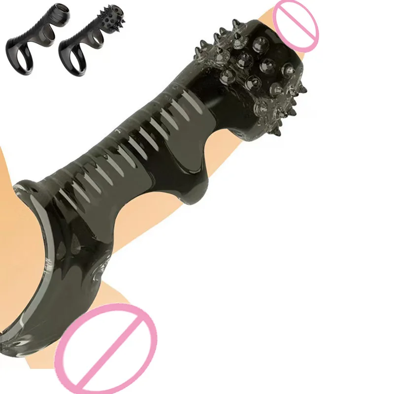 Free Sample Male Sex Toys Reusable Condoms for Men Black Soft Silicone Penis Sleeve Cock Ring